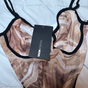 Mesh marble brown bodysuit